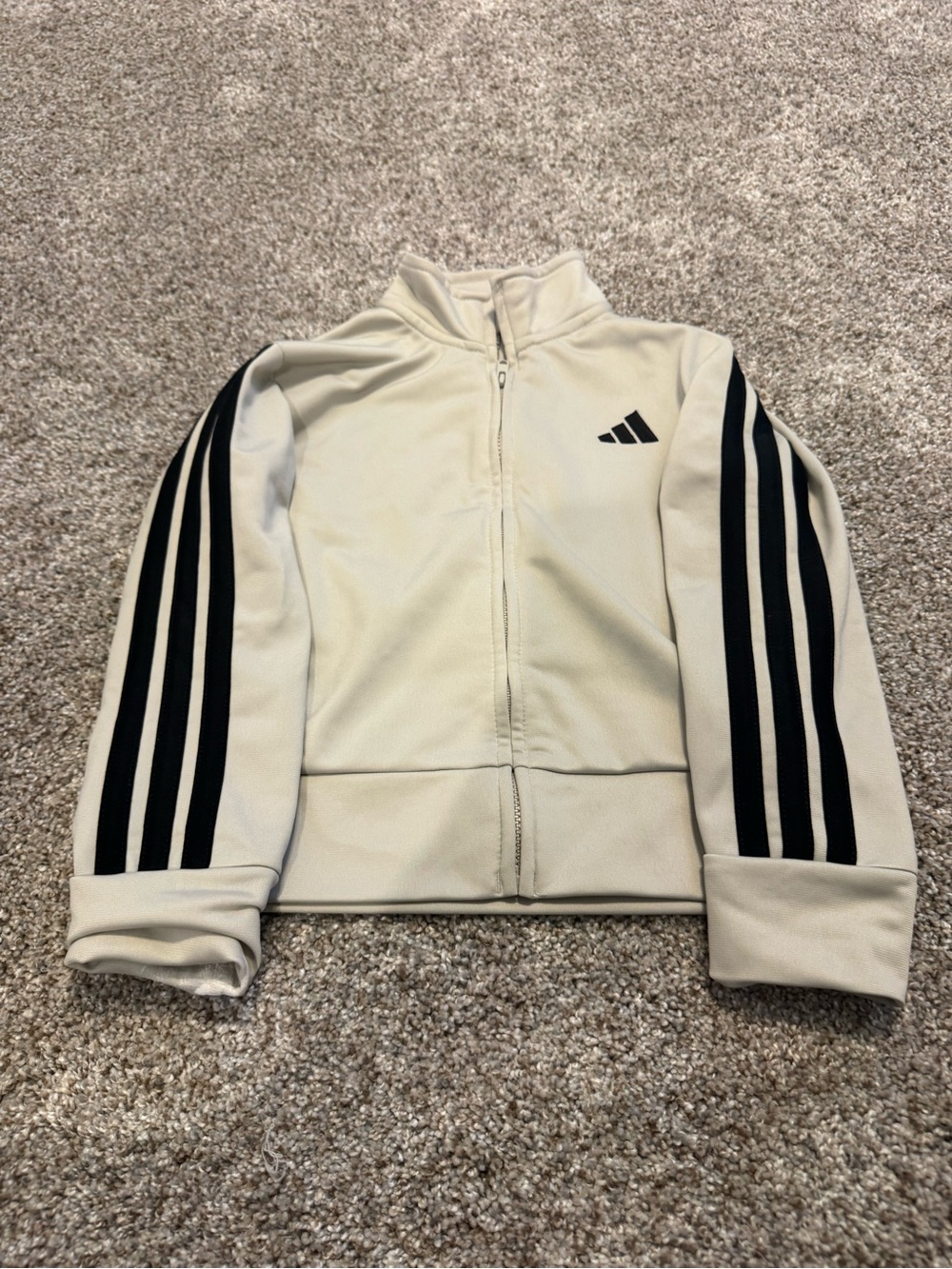 adidas White Kids Track Jacket with Black Three-Stripes